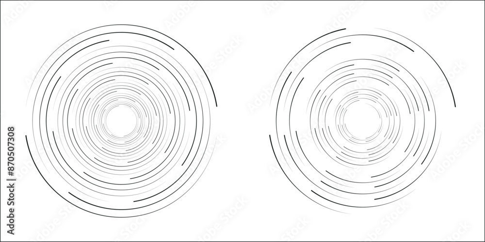 Wall mural Set of two radial hypnotic spirals, on transparent background.