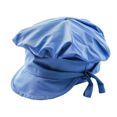 A close-up image of a blue chef hat with a tied back, perfect for professional kitchen attire and culinary use.
