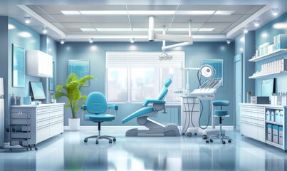 a bright modern professional clinic medical space emerge with office and medical equipments all in one healthcare center concept background