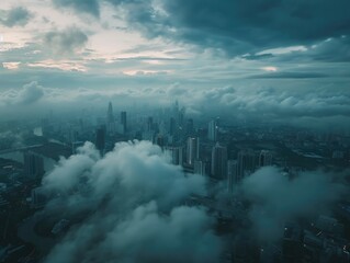 Cityscape with cloudy sky