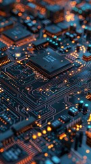 Obraz premium Circuit board with glowing components