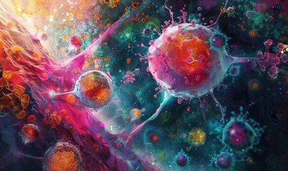 Fototapeta premium A vivid representation of immunotherapy, medical approach that leverages the body's immune system to fight diseases. Intersection of science and the body's innate healing power
