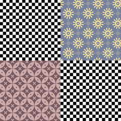 Seamless Geometric Checker Collage Tile Repeat Pattern. Perfect for apparel, textiles, backgrounds, ux etc.