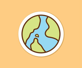 Sticker cute earth vector illustration