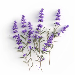 Naklejka premium Delicate lavender flowers, isolated, on white background