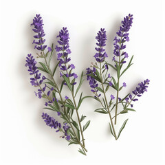 Fragrant lavender sprigs, isolated, on white background