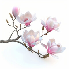 Magnolia blossoms, isolated, on white background