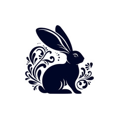 Obraz premium vector rabbit black silhouette icon design illustration template