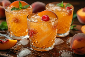 Homemade peach lemonade with mint