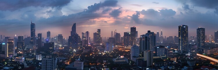 Panoramic view of the cityscape of a modern metropolis