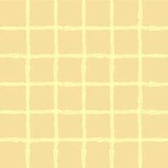 Vector hand drawn crayon checkered pattern. Grunge Doodle Plaid geometrical yellow beige brush texture. pencil Crossing lines. Abstract pattern.