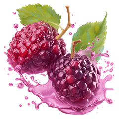 Mulberry with splash, PNG image