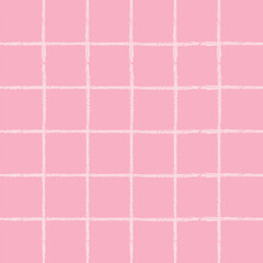 Vector hand drawn cute checkered pattern. cottagecore Doodle Plaid geometrical semitransparent simple texture. Crossing lines. Abstract cute delicate pattern