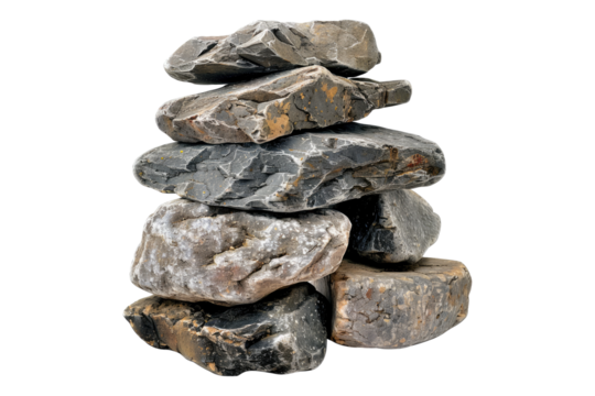 Pile of stones isolated on transparent background