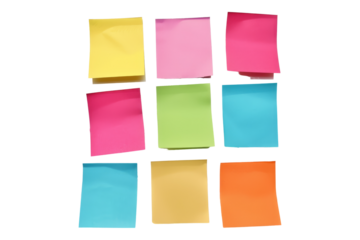 Post it notes isolated on transparent background