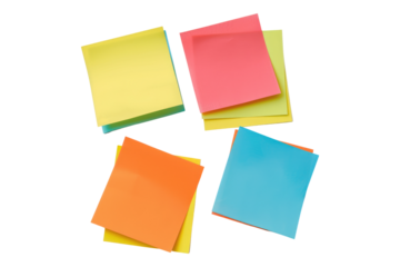 Post it notes isolated on transparent background