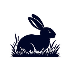 vector rabbit black silhouette icon design illustration template