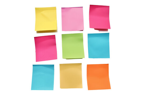 Post it notes isolated on transparent background