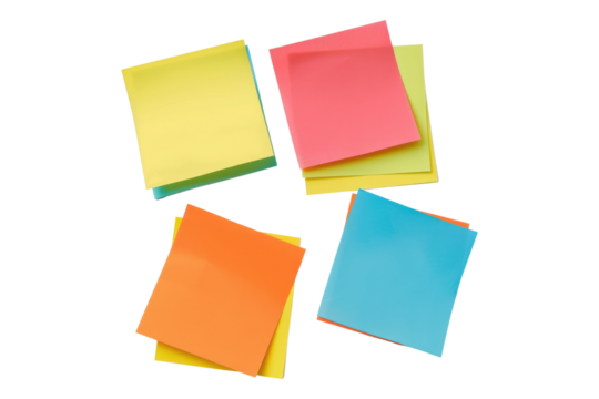 Post it notes isolated on transparent background
