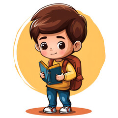 illustration art student girl go to school