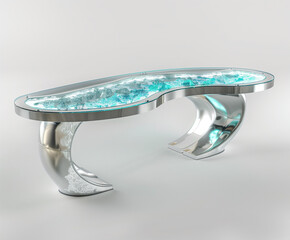 Conference Registration Table: Shiny Silver with Azure Accents