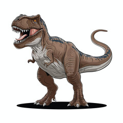 Fototapeta premium Tyrannosaurus rex or t rex dinosaur isolated on white. Comic style vector