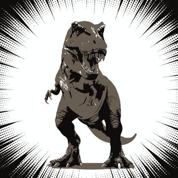  Tyrannosaurus rex or t rex dinosaur isolated on white. Comic style vector