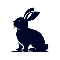 vector rabbit black silhouette icon design illustration template