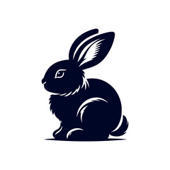 vector rabbit black silhouette icon design illustration template