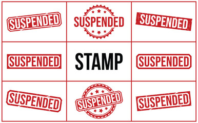 Suspended rubber stamp on white background. Suspended Stamp.