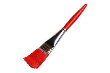 Red paint brush isolated on transparent background