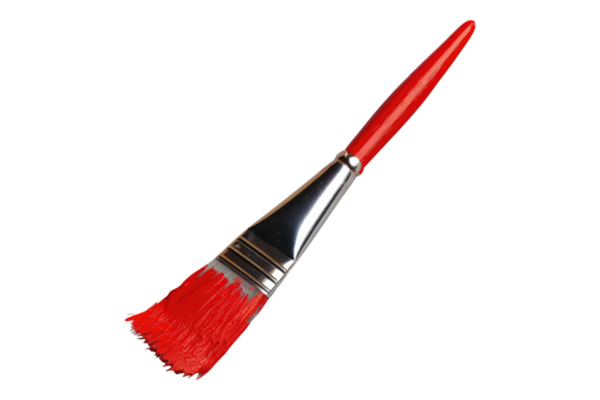 Red paint brush isolated on transparent background