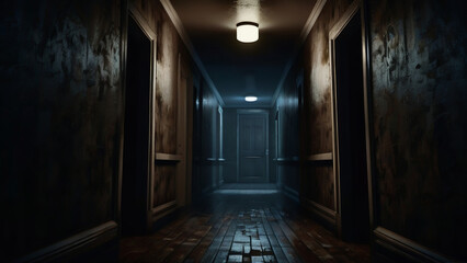 Horror city silent streets eerie buildings dark CGI for Game dev or Ghost Story | House Corridor 2