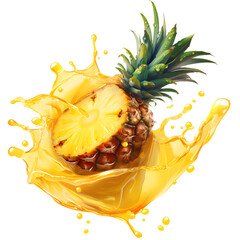 Pineapple with splash, PNG image