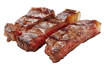 Fototapeta premium Ribeye steak slices isolated on transparent background