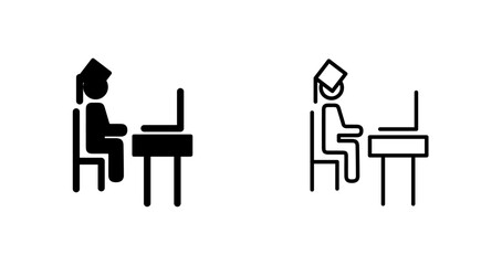 Student Using Laptop Vector Icon