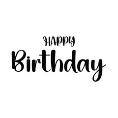 Happy Birthday lettering text banner, black color. Vector illustration.