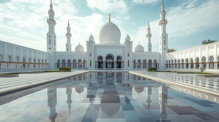 Fototapeta premium Close-up of mosque minarets and a serene courtyard