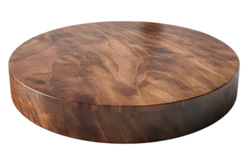 Round wooden podium isolated on transparent background