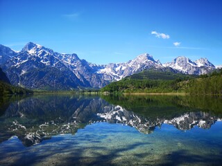 Reflection in Almsee, Salzkammergut, Austria