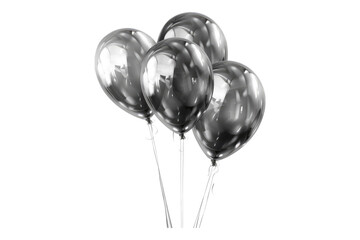 Silver balloons isolated on transparent background