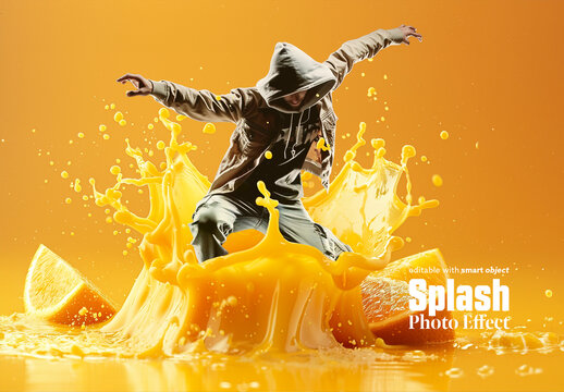 Orange Juice Splash Effect. Generated with Ai