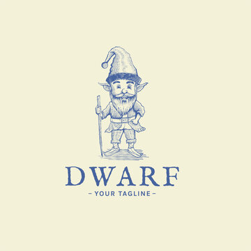 dwarf vintage logo with engraving style