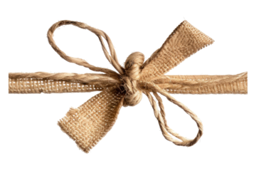 The string tied in a bow for gift isolated on transparent background