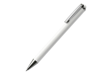 White ballpoint pen isolated on transparent background