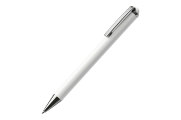 White ballpoint pen isolated on transparent background
