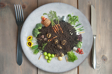 Organic plant based kitchen garden concept