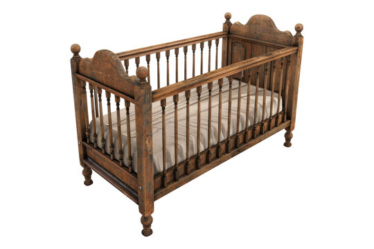 recommend clip art: Wooden baby crib isolated on transparent background