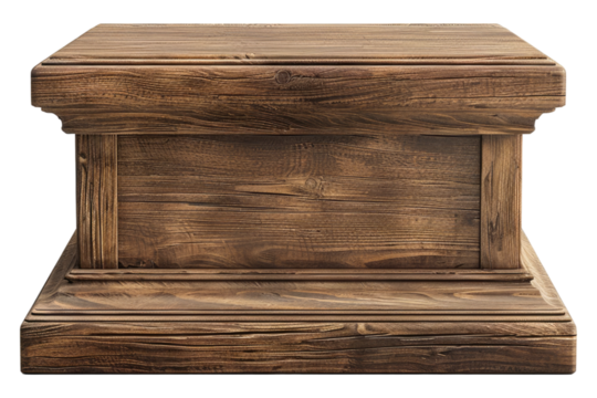 Wooden podium isolated on transparent background