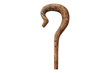Wooden walking stick cane isolated on transparent background